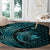 Aloha Hawaii Hammerhead Shark Round Carpet Turquoise Kakau and Polynesian Tattoo LT03