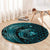 Aloha Hawaii Hammerhead Shark Round Carpet Turquoise Kakau and Polynesian Tattoo LT03