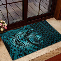 Aloha Hawaii Hammerhead Shark Rubber Doormat Turquoise Kakau and Polynesian Tattoo LT03 - Polynesian Pride