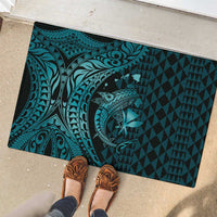Aloha Hawaii Hammerhead Shark Rubber Doormat Turquoise Kakau and Polynesian Tattoo LT03 - Polynesian Pride