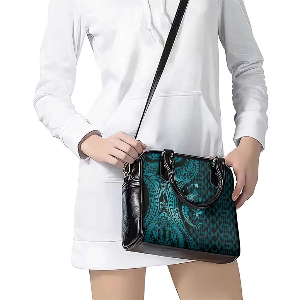Aloha Hawaii Hammerhead Shark Shoulder Handbag Turquoise Kakau and Polynesian Tattoo LT03