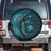 Aloha Hawaii Hammerhead Shark Spare Tire Cover Turquoise Kakau and Polynesian Tattoo LT03 Turquoise - Polynesian Pride