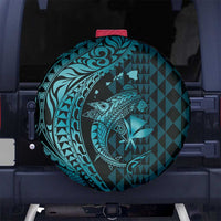 Aloha Hawaii Hammerhead Shark Spare Tire Cover Turquoise Kakau and Polynesian Tattoo LT03 - Polynesian Pride