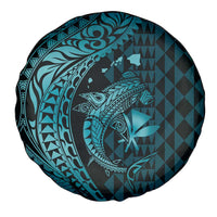 Aloha Hawaii Hammerhead Shark Spare Tire Cover Turquoise Kakau and Polynesian Tattoo LT03 - Polynesian Pride