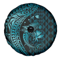 Aloha Hawaii Hammerhead Shark Spare Tire Cover Turquoise Kakau and Polynesian Tattoo LT03 - Polynesian Pride