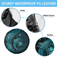 Aloha Hawaii Hammerhead Shark Spare Tire Cover Turquoise Kakau and Polynesian Tattoo LT03 - Polynesian Pride