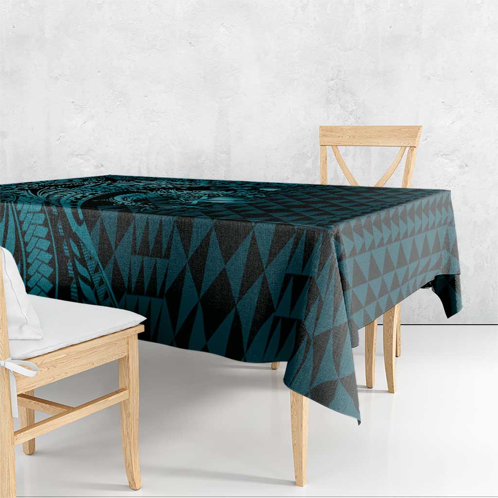 Aloha Hawaii Hammerhead Shark Tablecloth Turquoise Kakau and Polynesian Tattoo LT03 - Polynesian Pride