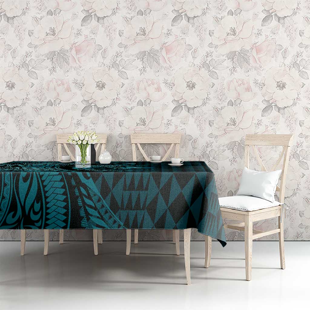 Aloha Hawaii Hammerhead Shark Tablecloth Turquoise Kakau and Polynesian Tattoo LT03 - Polynesian Pride