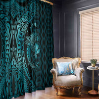 Aloha Hawaii Hammerhead Shark Window Curtain Turquoise Kakau and Polynesian Tattoo LT03 - Polynesian Pride