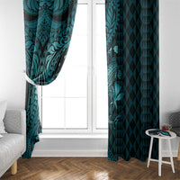 Aloha Hawaii Hammerhead Shark Window Curtain Turquoise Kakau and Polynesian Tattoo LT03 - Polynesian Pride