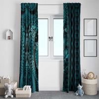 Aloha Hawaii Hammerhead Shark Window Curtain Turquoise Kakau and Polynesian Tattoo LT03 - Polynesian Pride