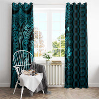 Aloha Hawaii Hammerhead Shark Window Curtain Turquoise Kakau and Polynesian Tattoo LT03 - Polynesian Pride