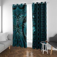 Aloha Hawaii Hammerhead Shark Window Curtain Turquoise Kakau and Polynesian Tattoo LT03 With Grommets Turquoise - Polynesian Pride
