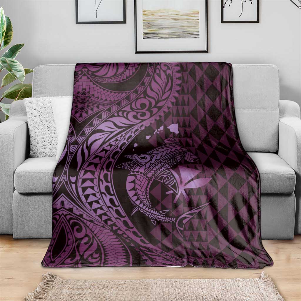Aloha Hawaii Hammerhead Shark Blanket Purple Kakau and Polynesian Tattoo LT03 - Polynesian Pride