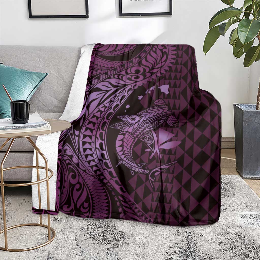 Aloha Hawaii Hammerhead Shark Blanket Purple Kakau and Polynesian Tattoo LT03 - Polynesian Pride