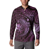 Aloha Hawaii Hammerhead Shark Button Sweatshirt Purple Kakau and Polynesian Tattoo LT03 - Polynesian Pride