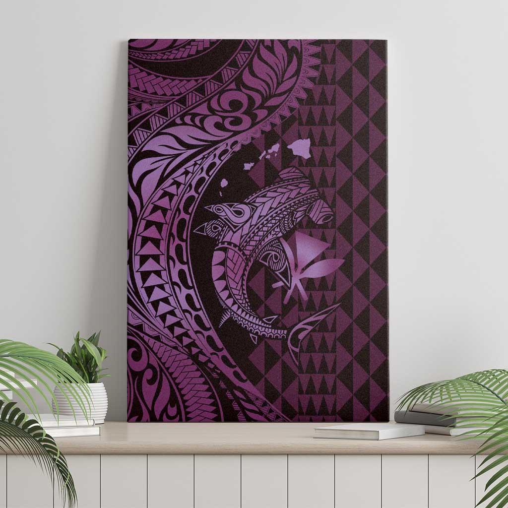 Aloha Hawaii Hammerhead Shark Canvas Wall Art Purple Kakau and Polynesian Tattoo LT03 - Polynesian Pride