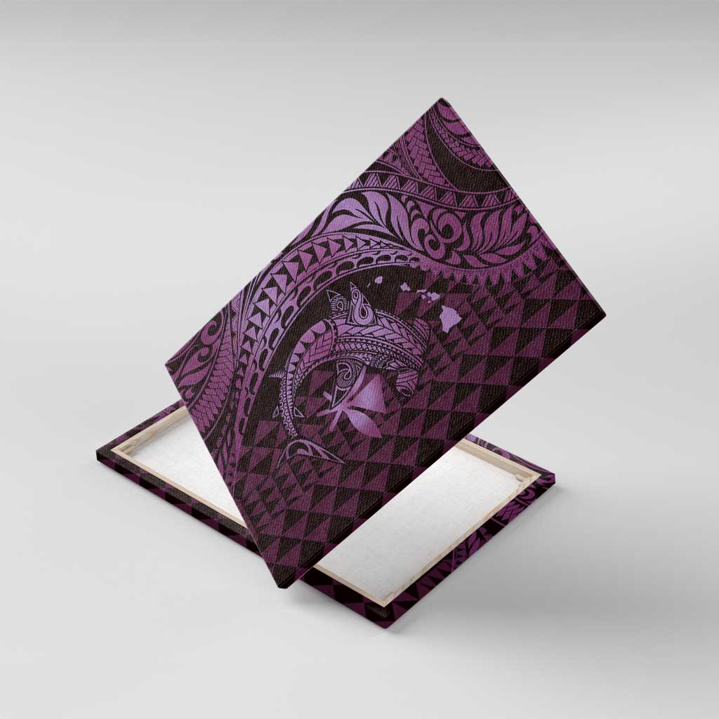 Aloha Hawaii Hammerhead Shark Canvas Wall Art Purple Kakau and Polynesian Tattoo LT03 With Frame Purple - Polynesian Pride