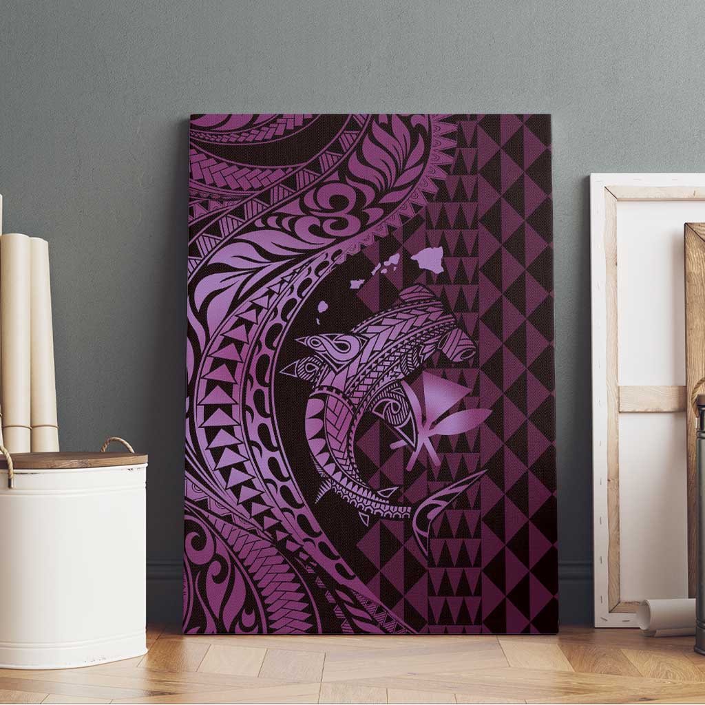 Aloha Hawaii Hammerhead Shark Canvas Wall Art Purple Kakau and Polynesian Tattoo LT03 - Polynesian Pride