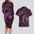 Aloha Hawaii Hammerhead Shark Couples Matching Long Sleeve Bodycon Dress and Hawaiian Shirt Purple Kakau and Polynesian Tattoo LT03