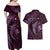 Aloha Hawaii Hammerhead Shark Couples Matching Off Shoulder Maxi Dress and Hawaiian Shirt Purple Kakau and Polynesian Tattoo LT03