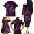 Aloha Hawaii Hammerhead Shark Family Matching Off The Shoulder Long Sleeve Dress and Hawaiian Shirt Purple Kakau and Polynesian Tattoo LT03