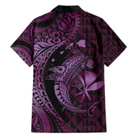 Aloha Hawaii Hammerhead Shark Family Matching Off Shoulder Maxi Dress and Hawaiian Shirt Purple Kakau and Polynesian Tattoo LT03 - Polynesian Pride