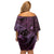 Aloha Hawaii Hammerhead Shark Family Matching Off Shoulder Short Dress and Hawaiian Shirt Purple Kakau and Polynesian Tattoo LT03