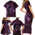 Aloha Hawaii Hammerhead Shark Family Matching Short Sleeve Bodycon Dress and Hawaiian Shirt Purple Kakau and Polynesian Tattoo LT03