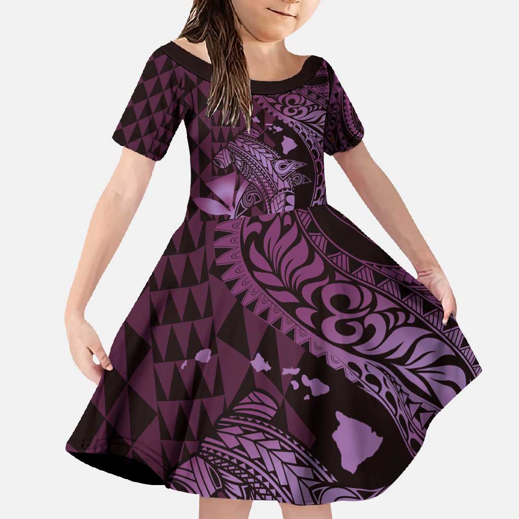 Aloha Hawaii Hammerhead Shark Family Matching Tank Maxi Dress and Hawaiian Shirt Purple Kakau and Polynesian Tattoo LT03