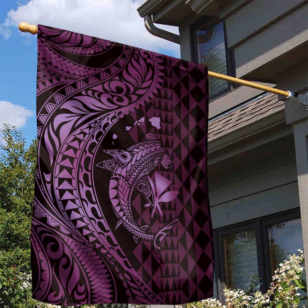 Aloha Hawaii Hammerhead Shark Garden Flag Purple Kakau and Polynesian Tattoo LT03 - Polynesian Pride
