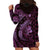 Aloha Hawaii Hammerhead Shark Hoodie Dress Purple Kakau and Polynesian Tattoo LT03