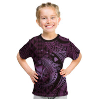 Aloha Hawaii Hammerhead Shark Kid T Shirt Purple Kakau and Polynesian Tattoo LT03