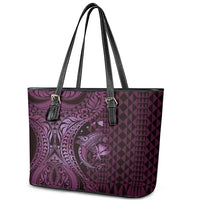 Aloha Hawaii Hammerhead Shark Leather Tote Bag Purple Kakau and Polynesian Tattoo LT03 - Polynesian Pride