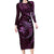 Aloha Hawaii Hammerhead Shark Long Sleeve Bodycon Dress Purple Kakau and Polynesian Tattoo LT03