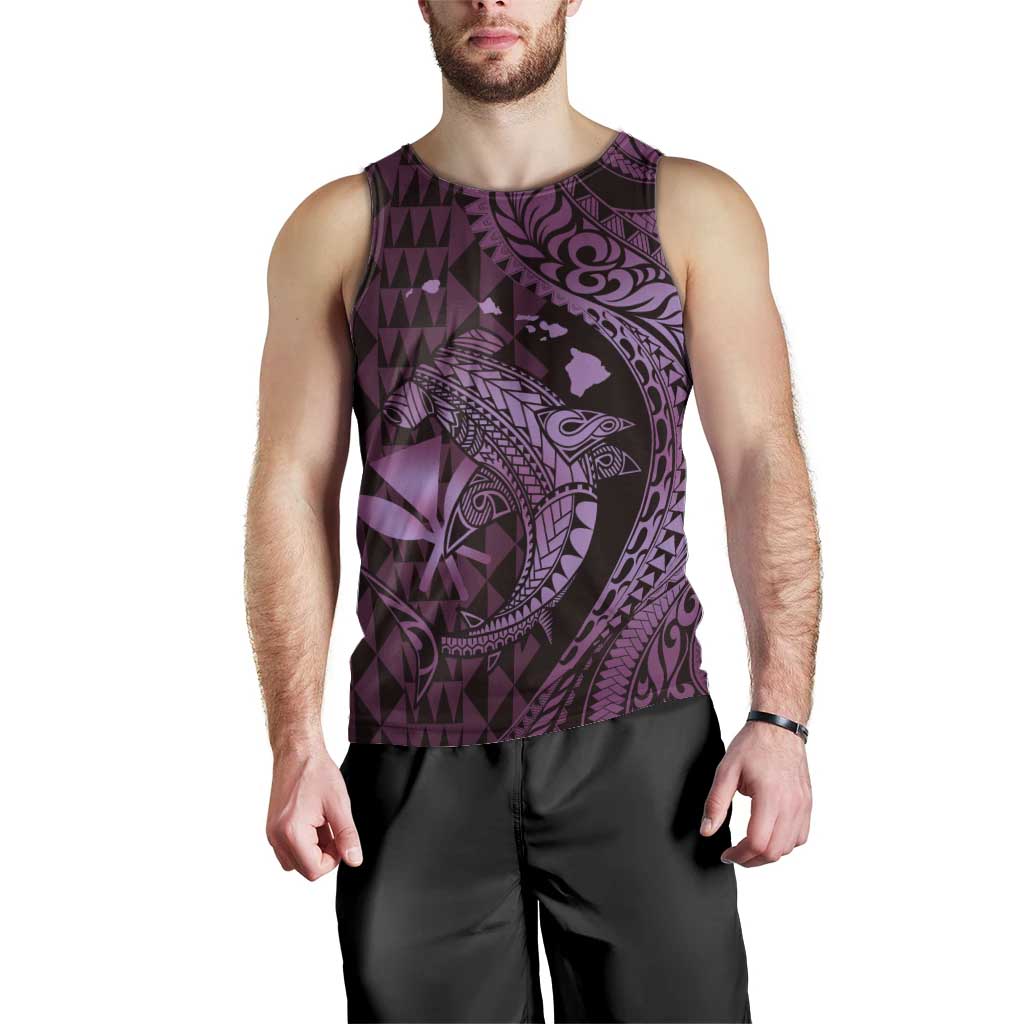 Aloha Hawaii Hammerhead Shark Men Tank Top Purple Kakau and Polynesian Tattoo LT03 - Polynesian Pride