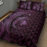 Aloha Hawaii Hammerhead Shark Quilt Bed Set Purple Kakau and Polynesian Tattoo LT03