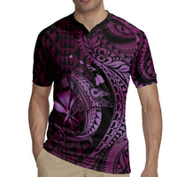 Aloha Hawaii Hammerhead Shark Rugby Jersey Purple Kakau and Polynesian Tattoo LT03 - Polynesian Pride
