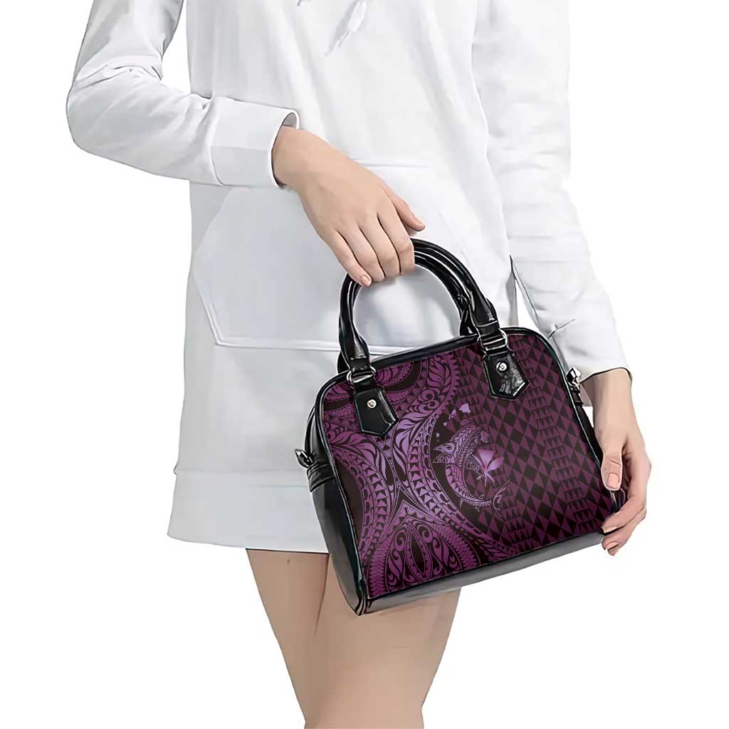 Aloha Hawaii Hammerhead Shark Shoulder Handbag Purple Kakau and Polynesian Tattoo LT03