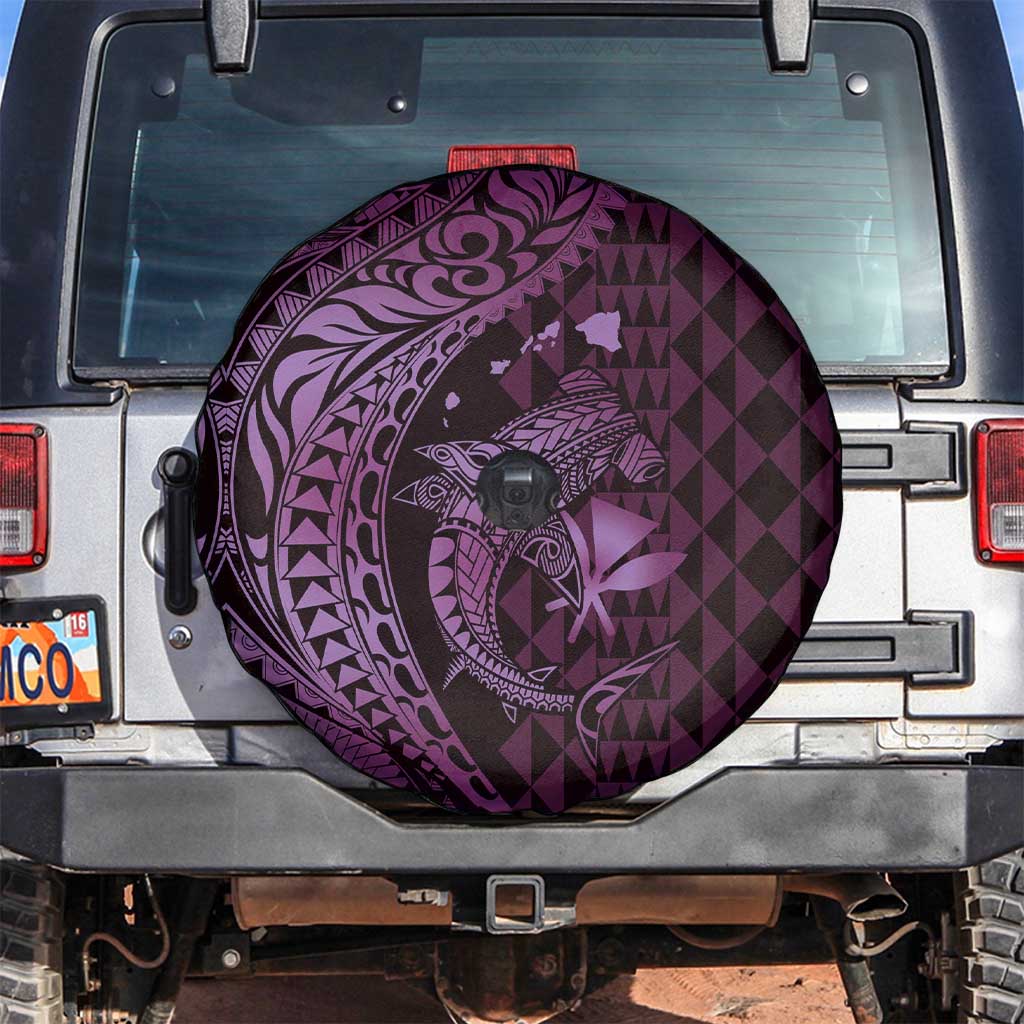 Aloha Hawaii Hammerhead Shark Spare Tire Cover Purple Kakau and Polynesian Tattoo LT03