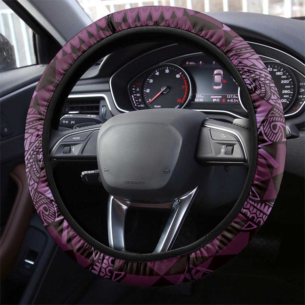 Aloha Hawaii Hammerhead Shark Steering Wheel Cover Purple Kakau and Polynesian Tattoo LT03