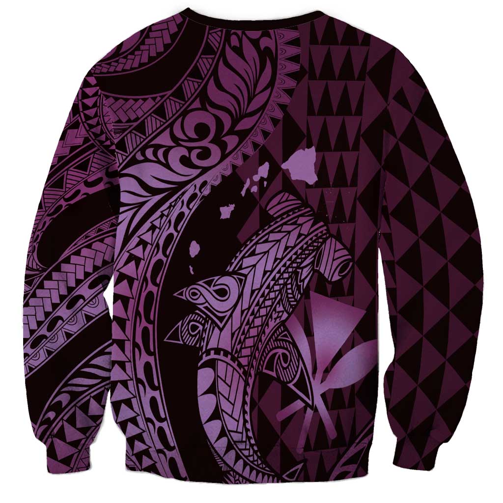 Aloha Hawaii Hammerhead Shark Sweatshirt Purple Kakau and Polynesian Tattoo LT03 - Polynesian Pride