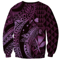 Aloha Hawaii Hammerhead Shark Sweatshirt Purple Kakau and Polynesian Tattoo LT03 - Polynesian Pride