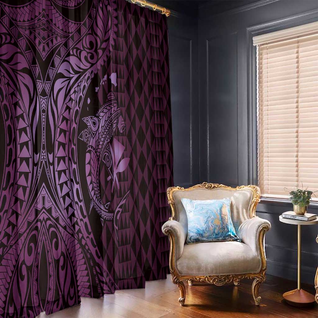Aloha Hawaii Hammerhead Shark Window Curtain Purple Kakau and Polynesian Tattoo LT03 - Polynesian Pride