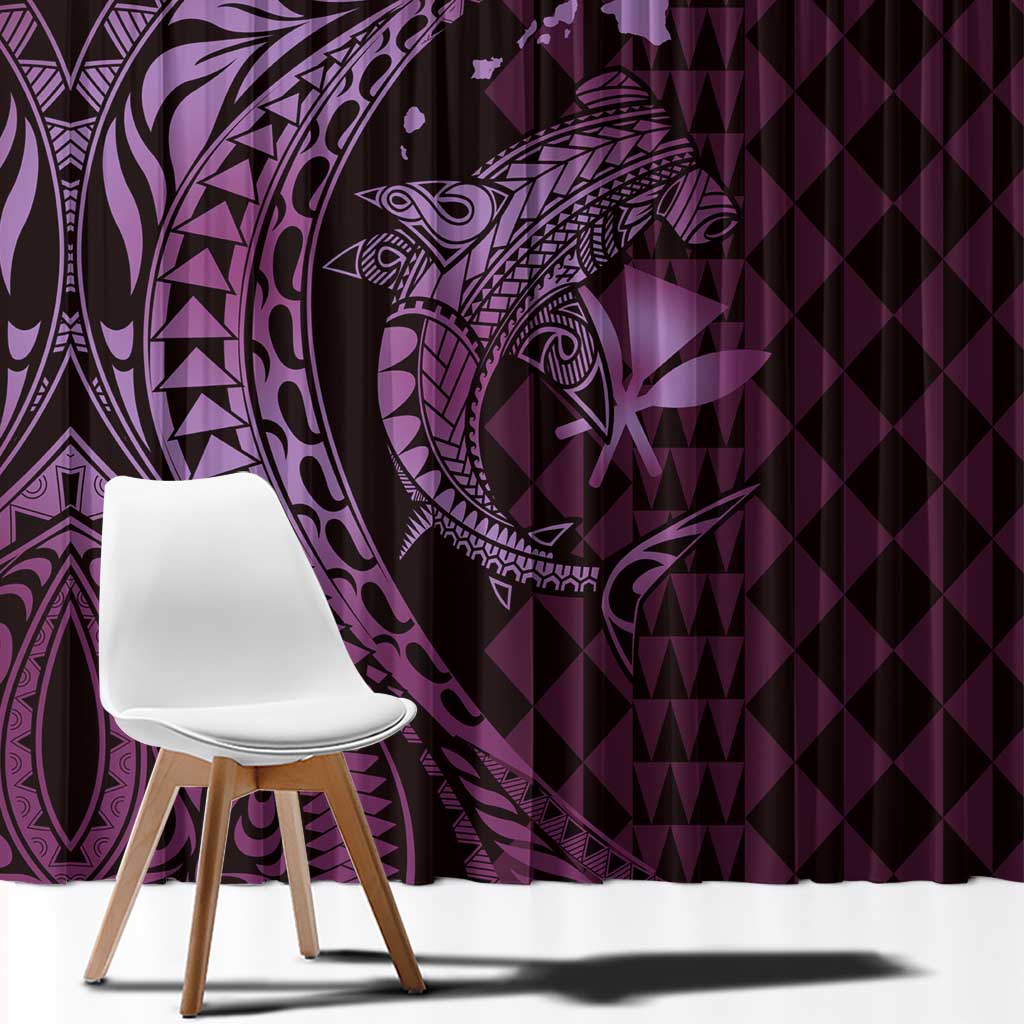 Aloha Hawaii Hammerhead Shark Window Curtain Purple Kakau and Polynesian Tattoo LT03 - Polynesian Pride
