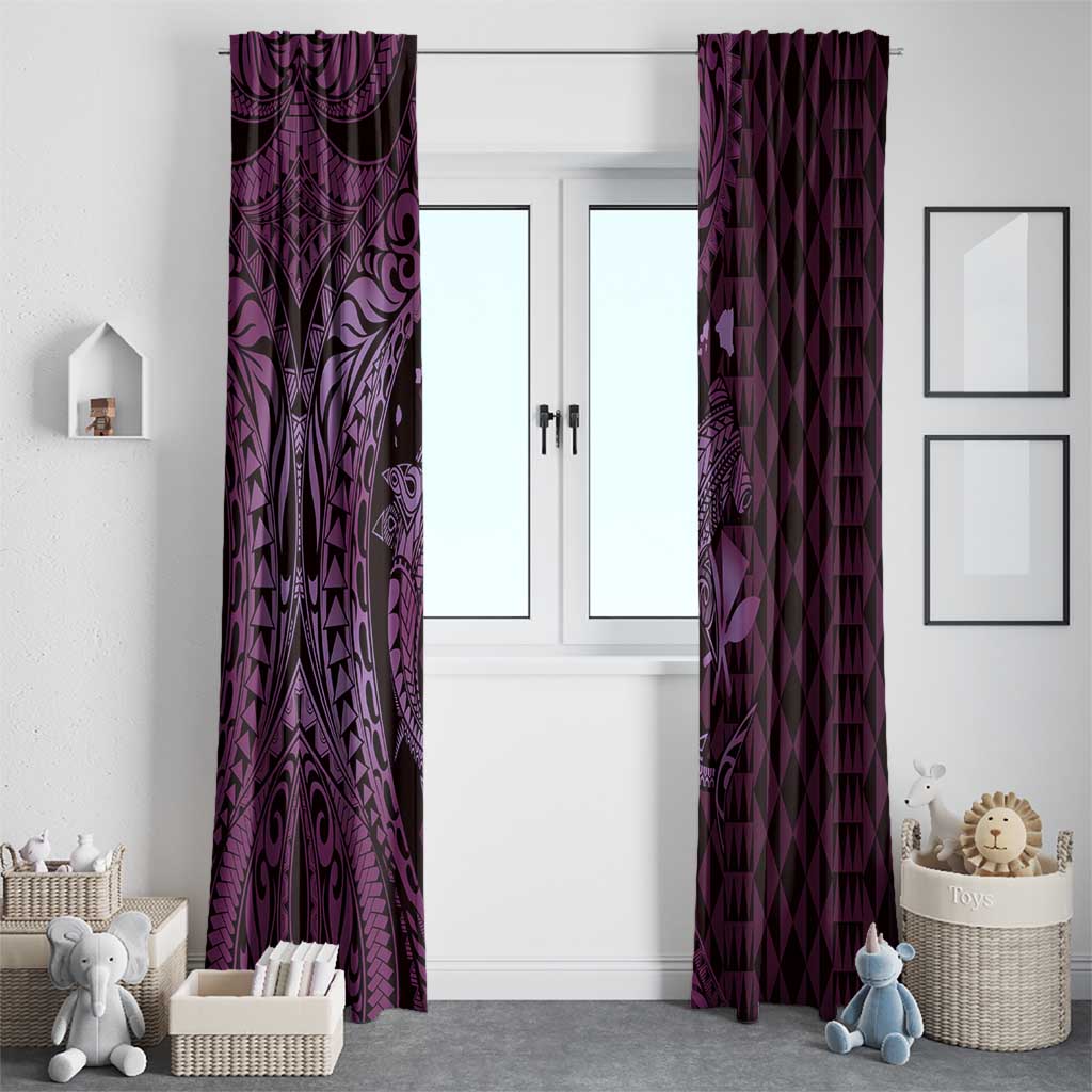 Aloha Hawaii Hammerhead Shark Window Curtain Purple Kakau and Polynesian Tattoo LT03 - Polynesian Pride