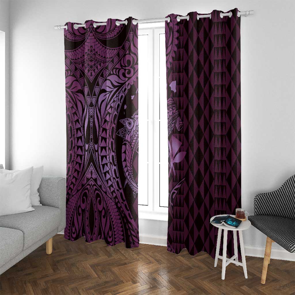 Aloha Hawaii Hammerhead Shark Window Curtain Purple Kakau and Polynesian Tattoo LT03 With Grommets Purple - Polynesian Pride