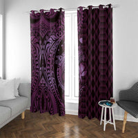 Aloha Hawaii Hammerhead Shark Window Curtain Purple Kakau and Polynesian Tattoo LT03 With Grommets Purple - Polynesian Pride