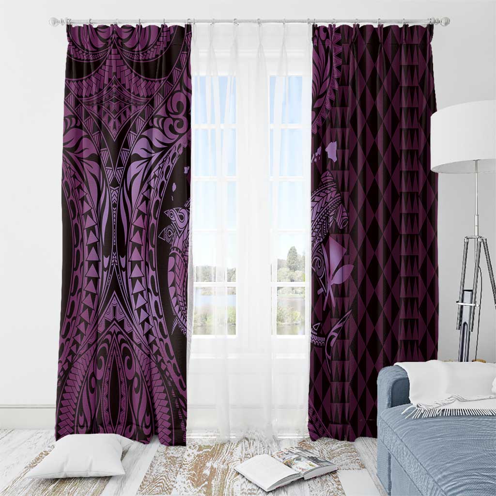 Aloha Hawaii Hammerhead Shark Window Curtain Purple Kakau and Polynesian Tattoo LT03 - Polynesian Pride