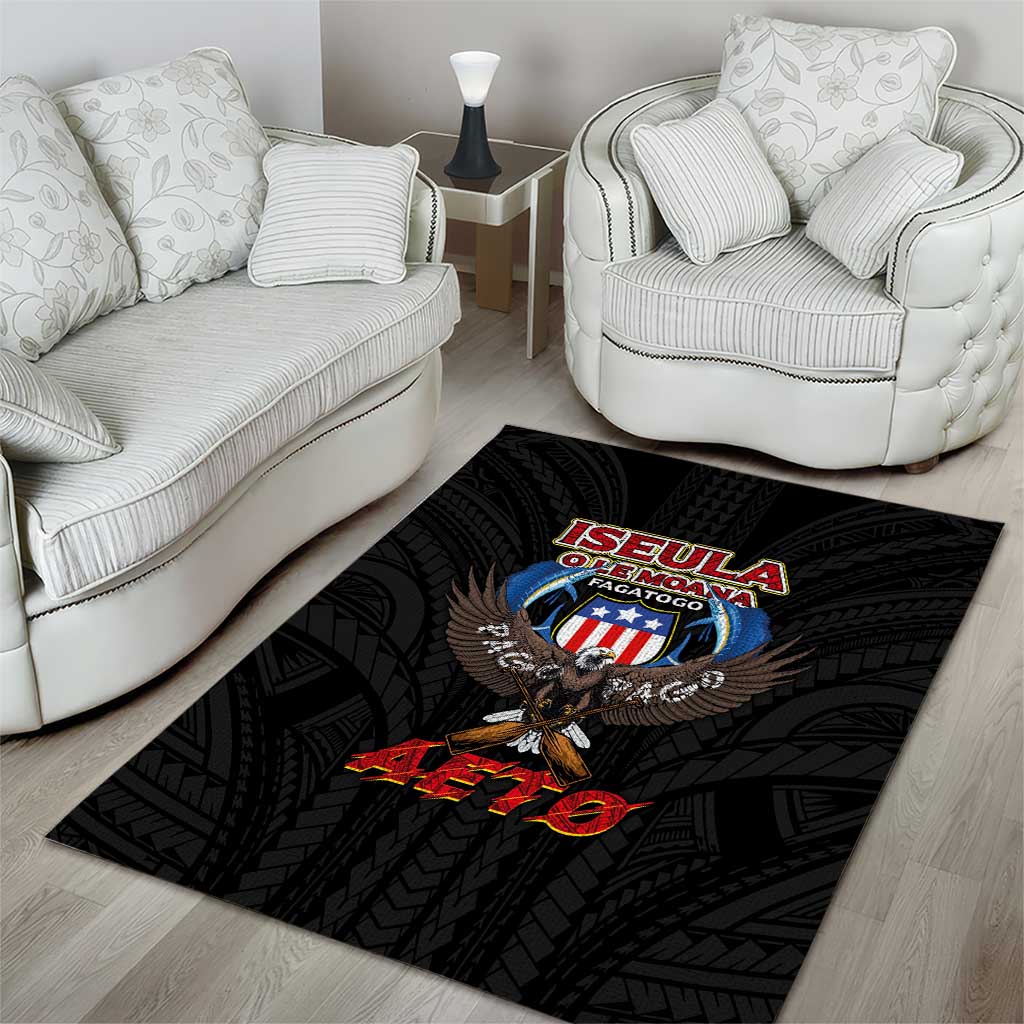 American Samoa Fautasi Area Rug Pago Pago Aeto and Iseula o le Moana of Fagatogo Black Color - Polynesian Pride
